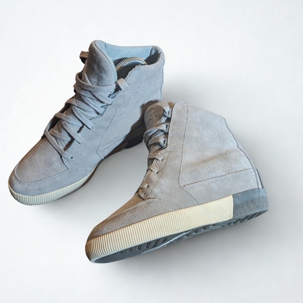 Sorel Suede Wedge High-Top Sneakers Gray Hidden Wedge Rubber Sole  Women’s 7
